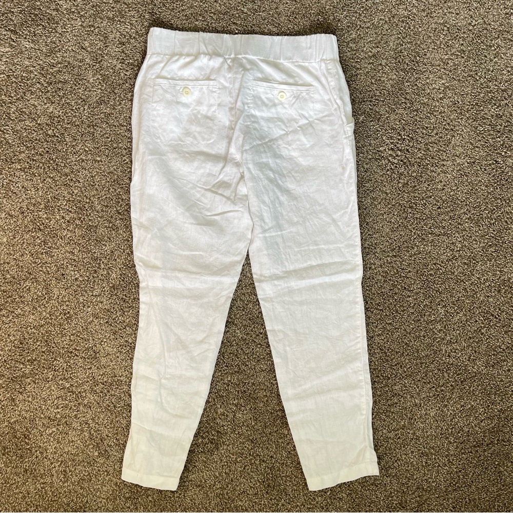 Athleta 100% Linen White Pull On Pants Tapered Beach Resort Women’s Size 2 - Picture 2 of 6